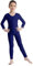 iEFiEL Turnanzug Kinder Mädchen Ganzkörperanzug Trikot Stretch Body Leotard Turnbody für Ballett Gymnastik Sport Training Dancewear Navy blau 146-152