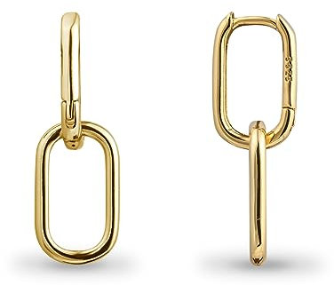 925 Sterling Silver Double Ring Oval Huggie Hoop Earrings for Women,Gold Hoop Hypoallergenic Earrings for Sensitive Ears, Square Hoop Earrings for Women Gifts