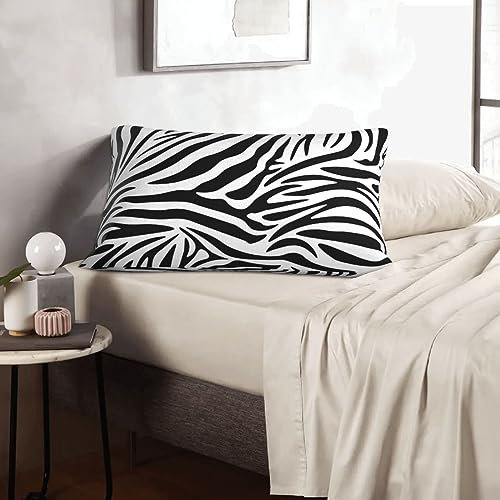 60 cm x 40 cm Kissenbezüge, weich und atmungsaktiv, verdeckter Reißverschluss, Weiß / Schwarz, einfacher Zebra-Kissenbezug