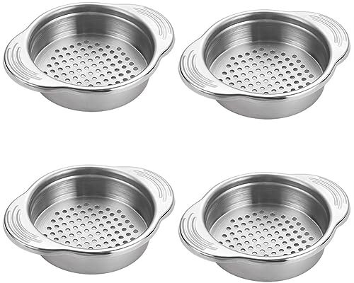 AMZLORD Paquete de 4 coladores de latas de alimentos, escurridor de latas de alimentos de acero inoxidable, colador de latas apto para lavavajillas, colador de tamiz, herramienta de cocina sin