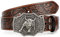 XZQTIVE Western Leder Gürtel für Herren Damen Floral graviert Cowboy Schnalle Gürtel Longhorn Stier Schnalle Taillegürtel,Braun,Passform Taillenumfang 104-114cm