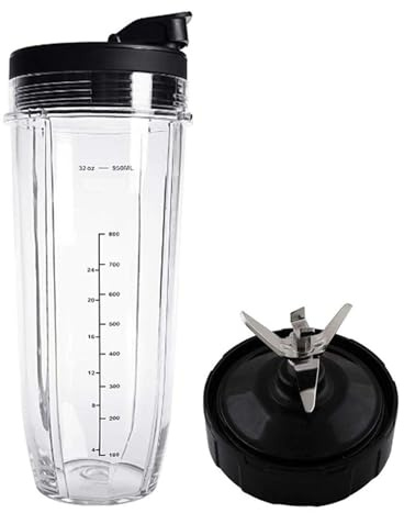 ALturn Lid And 32OZ Cup And 7 Fins Blade ，Compatible For Ninja Auto IQ 1000W BL482， Blender Accessories Replacement Parts