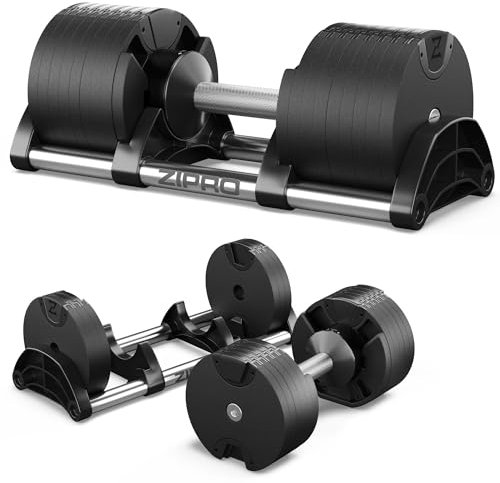 Zipro verstellbare Hanteln Round, 1 Stück, rutschfestes Kurzhantel 36 kg, einstellbare Gewichte, 16 Einstellungen, von 2 bis 36 kg Gewicht System, Krafttraining für Hause, runde Form, Home Gym