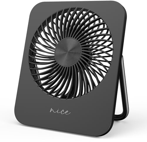 TeaiEei Desktop Fan, Black Rechargeable 180° Tilt Folding Table Fan with USB-C Charging, 3 Speed Adjustments for Home Office Desktop (Black)