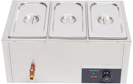Calentadores de buffet y placa caliente de 3 x 7 litros, 850 vatios, termostato ajustable, acero inoxidable eléctrico, recipiente para mantener caliente, solución ideal para buffet, fiestas y cenas