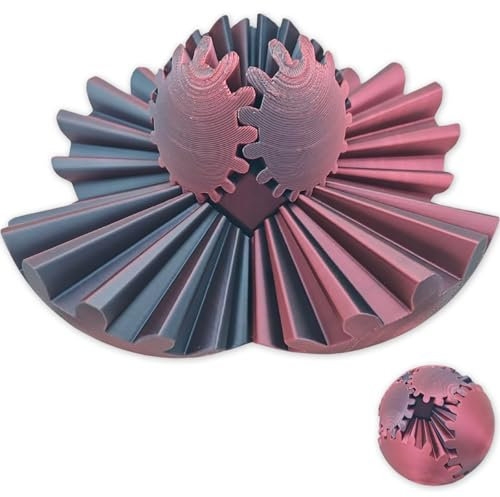 GearSphere - Das Steampunk-Wirbelwunder-Fidget, Zahnradball 3D-Gedruckter Zahnradball, Spin-Ball Oder Cube-Fidget-Spielzeug, Zahnradkugel, Stressball, Fidget-Ball, Angstlinderung (Gray&Pink)