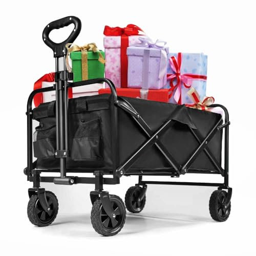 Heavy Duty Foldable Garden Cart - Outdoor Camping Trolley with Adjustable Height & Wheels