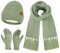 Damen Winter Warm Beanie Mütze Schal Touchscreen Handschuhe Set Thermo Wintermütze Strickmütze Lange Schals Winterhandschuhe mit Fleece Gefütterte Frauen Geschenk, Grün