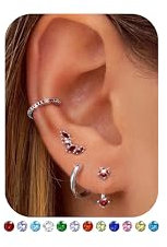FIOROYAL Ohrringe Silber 925 Damen- 14K Vergoldet Ohrringe Gold Set Stapelbar für Mehrere Ohrlöcher,Hypoallergene Kleine Ohrstecker Creolen Ear Cuff Set für Helix Tragus Piercing Ohr GA
