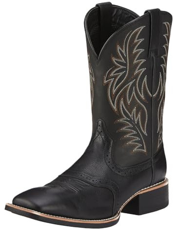 Minetom Stivali da Cowboy da Uomo Ricamo A Punta Stivali Western Stivali A metà Polpaccio Vintage Tacco A Blocco Stivali Lunghi B Schwarz 45 EU