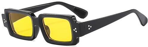 Long Keeper Blaufilter Brille Herren Damen Retrorechteck Brillengestelle Damen Computerbrille Anti Blaues Licht Brille (schwarz gelb)