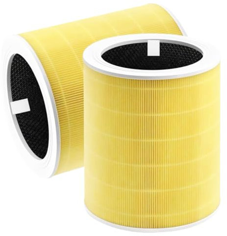 sieloonger Replacement Air Filter Core 600S Compatible with LEVOIT Core 600S Core 600S-RF AIR Purifier,H13 True HEPA 3-in-1 Replacement Filter, Efficiency Activated Carbon,2-Pack(YELLOW)