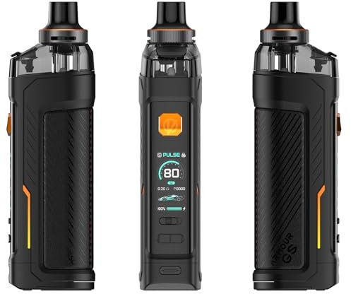 VAPORESSO ARMOUR G/GS Kit | 80W DTL Vaping Kit mit 5ml Top Füllung ARMOUR G Pod Fit GTX Spulen,0.96'' TFT Bildschirm, kein Nikotin (ARMOUR GS Kit Black Kein Akku)