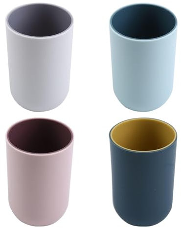 FDGGT Paquet De 4 Gobelets De Bain De Bouche, Gobelets De Bain De Bouche Simples, Gobelets De Bain De Bouche Ménagers, Accessoires De Brossage des Dents, Gobelets De Bain De Bouche en Plastique