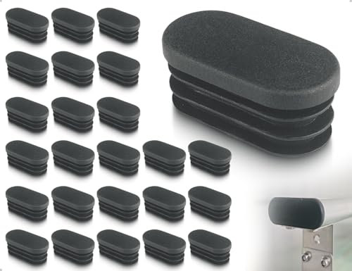 Lhbwhiz 24 Stück Stuhlbeinkappen,Kunststoff Möbel Schutzkappen,Tisch Stuhl Abdeckkappen,Gleiter Stopfen Endkappen,Rohrkappen,Fußkappen,Lamellenstopfen,für Gartenstühle(Oval,20 * 40 mm,Schwarz)