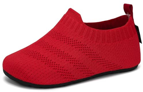 SAGUARO Kinder Hausschuhe Mädchen Jungen Pantoffeln Weich Rutschfest Hüttenschuhe Leicht Flexibel Slippers, Rot 26/27 EU