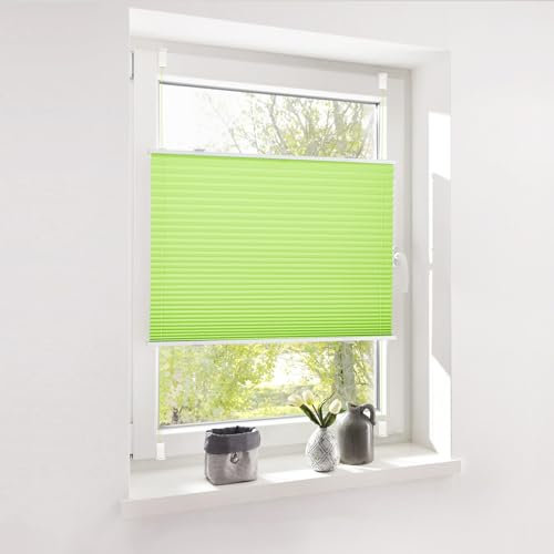Deswell Plissee ohne Bohren Klemmfix Grün B40 x H120 cm Plisseerollo Sonnenschutz und Sichtschutz Jalousien Easyfix Plissees Lichtdurchlässig Rollo für Fenster & Tür