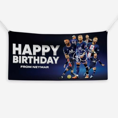 Znor Neymar Jr. Paris Saint Germain Birthday Banner –Soccer Football Player Wall Art Print for Boys Bedroom Ultimate Gift & Themed Party Décor for Neymar Fans (Banner)