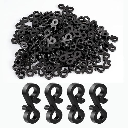 QGH 100Pcs Gutter Hooks for Outdoor Lights: Weatherproof, Black, Plastic Gutter Hooks, Minimalist Design for Outdoor Lights, Decorative Lighting, Festive Occasions