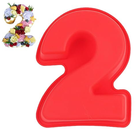 Guittly Number 2 Cake Tins Moulds, 3D Large Number Cake Mould, Bake Trays for Baking Birthday Anniversary, Non-Stick Food-Grade Silicone Oven and Dishwasher Safe (2)