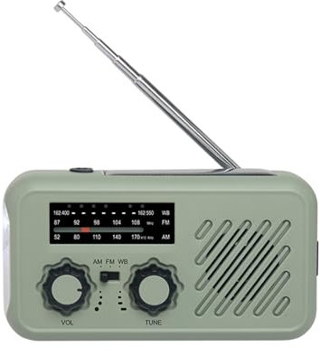 Ouitble Radio de Emergencia Portátil FM/Am Radio Solar con Manivela Recargable 2000mAh Powerbank con Linterna LED SOS Alarma para Camping Senderismo Aire Libre