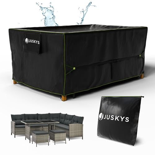 Juskys Gartenmöbel Abdeckplane CoverSafe Pro 180x120x75 cm - winterfest & wasserdicht - Schutzhülle für Gartentisch, UV-Schutz, Abdeckhaube Gartentisch