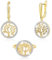 Richapex Set de Bijoux Femme Arbre de Vie - Boucles d'Oreilles Créoles & Bague en Or - Cadeau Anniversaire pour Elle - Tailles de Bague 7/8/9/10 (8)