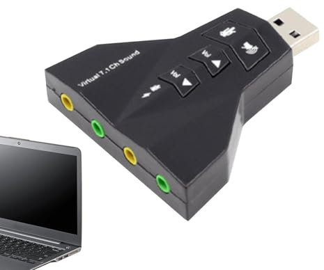 Scheda audio USB, adattatore stereo esterno, convertitore splitter | interfaccia audio da 3,5 mm | compatibilità plug and play | uscita ad alta fedeltà | dispositivo portatile compatto