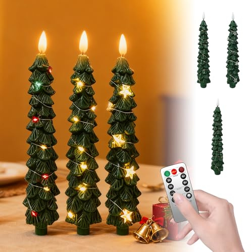 SPERMUOY LED Kerzen Weihnachtsbaum,led stabkerzen mit Fernbedienung Weihnachtsbaum Kerzen led,Weihnachtsbau-m Beleuchtung für Winter Home Tannenbaum Deko [Energieklasse A+++]
