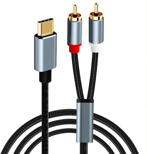 USB C auf Cinch Audio Kabel, USB C Auf 2 RCA Stereo Adapterkabel, 1M | Cinch Auf Klinke 3,5 kompatibel mit i17/16/15, iPad, Android-Smartphones, Heimkinoanlagen, Verstärkern, HDTVs, Projektoren