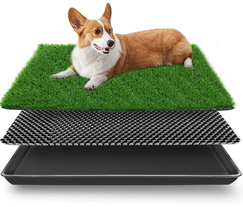 STARROAD-TIM 49 x 58 cm Césped Artificial Perros Inodoro Perros para Perros Pequeños Perros Cachorros Inodoro Mascotas Inodoro de Entrenamiento Reutilizable para Mascotas Inodoro para Animales