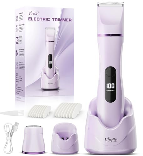 Intimrasierer für Frauen, Rasierer Damen Intimbereich Sanft, 2 in 1 Elektrischer Damenrasierer, Bikini Trimmer Wasserdicht für Körper Gesichtshaare, Damen Rasierer, Geschenke für Frauen