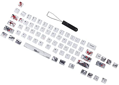BONKZEBU Tastenkappen PBT 5-seitige Sublimation 71 Tasten Tastaturkappen für Mechanische Optische Tastaturen, Ultradickes Design, für RK61-Serie/Gans Alt61-Serie (Englisch-Koreanisch)
