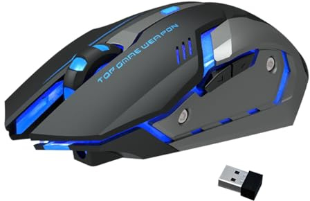 Ratón inalámbrico ergonómico – Ratón para ordenador portátil para juegos | diseño silencioso, dispositivo USB Plug & Play con DPI ajustable | Elegante kit de accesorios de escritorio para PC, estación