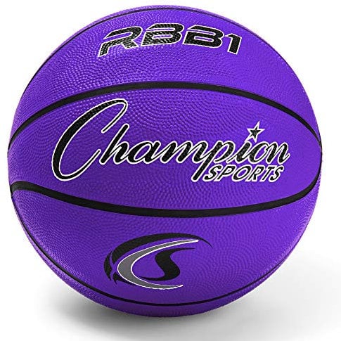 Champion Sports Offizieller Basketball, Gummi, strapazierfähig, Profi-Stil, Verschiedene Größen, Premium-Basketballausrüstung, für drinnen und draußen, Sportunterricht (Größe 7, Violett)