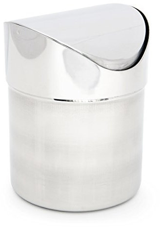 Relaxdays Tischmülleimer Edelstahl mit Schwingdeckel HxD 15,5 x 12 cm Tischabfallbehälter aus glänzendem Metall für kleine Abfälle 1,2 L Mini Mülleimer als kleiner Abfalleimer für Frühstück, silber