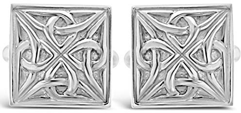 Alexander Castle 925 Sterlingsilber keltische Manschettenknöpfe für Männer – quadratische 15mm x 15mm keltische Trinity-Manschettenknöpfe mit Schmuck-Geschenkbox