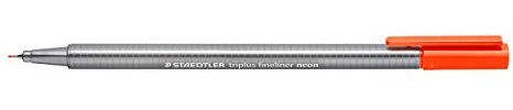 STAEDTLER 334-201 Triplus Fineliner (Dreikant, Superfeine, Metallgefasste Spitze, Linienbreite ca. 0,3 mm, 10 Stück) neon rot