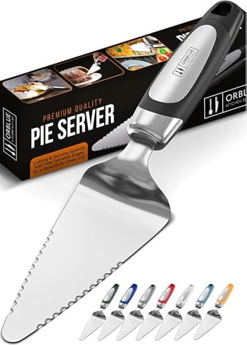 Orblue Pelle à Tarte avec Bord Serré des Deux Côtés, Acier Inoxydable de Haute Qualité, Poignée Ergonomique, Polyvalente et Compatible Lave-Vaisselle