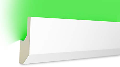 HEXIM LED Stuckleisten aus PU - Indirekte Beleuchtung mit modernen Deckenleisten, lichtundurchlässig, leicht und schlagzäh - (20 Meter Sparpaket LED-7 80x33mm) Zierprofil, Stuck, Deckenbeleuchtung