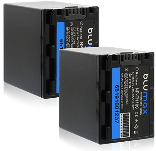 Blumax 2X NP-FH100 Akku kompatibel mit diversen Sony Kameras 2400mAh 6,8V 16,3Wh