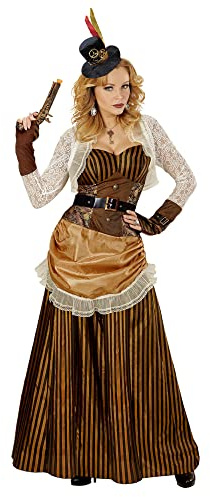 W WIDMANN MILANO Party Fashion - Steampunk Kostüm Damen | 3-teilig mit bodenlangem Kleid, Gürtel und Minihut, Retro-Verkleidung für Karneval, Mottopartys