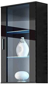 Mirjan24 Hängevitrine Soho S2, Vitrine Glasvitrine, Vitrinenschrank, Stauraumvitrine, Wohnzimmer, Highboard, Schrank (Schwarz/Schwarz Hochglanz, ohne Beleuchtung)