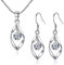 Zolkamery Schmuckset Silber 925 Damen, 925 Sterling Silber Twist Halskette & Ohrhänger Set mit Weiß AAAAA Zirkonia, Haken Damen Schmuck Set Silberkette & Ohrringe Hängend mit Geschenkbox für Mädchen