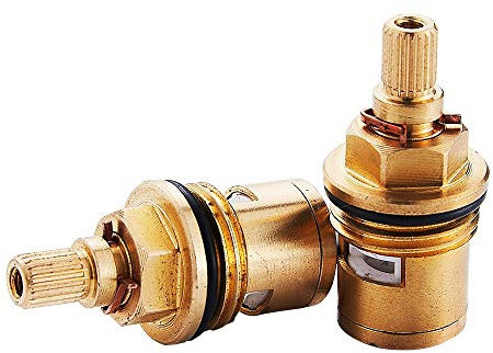 Heable Ersatz-Messing-Keramik-Stielscheibe, Kartusche, Wasserhahn, Vierteldrehung, 1,27 cm für Badezimmer, Küchenarmatur (1 Paar heiß und kalt), 25-PM