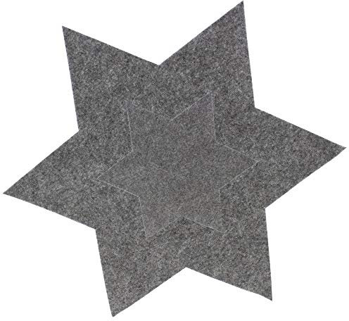 Annastore 6 x Filzsterne in verschiedenen Größen und Farben Ø 15 cm, 20 cm, 35 cm - Weihnachtsdeko Filz - Tischset aus Filz - Untersetzer- Platzdeckchen - Platzset Farbe Grau, Größe Ø 15 cm