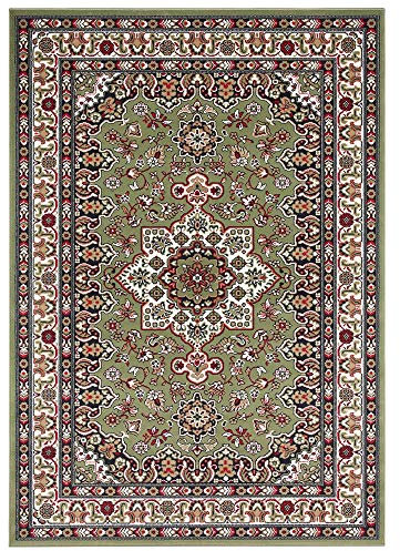 Nouristan Mirkan Orient Teppich – Wohnzimmerteppich Orientalisch Kurzflor Vintage Orientalischer Teppich für Esszimmer, Wohnzimmer, Schlafzimmer – Grün, 80x150cm