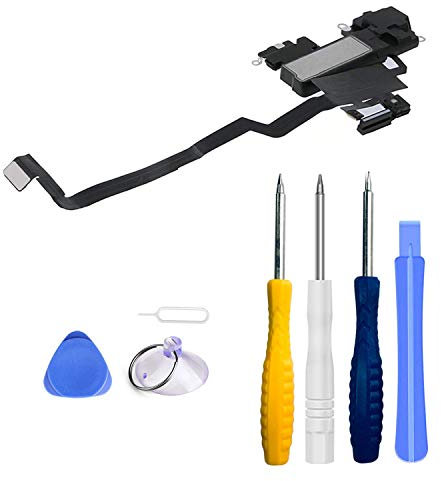LTZGO Haut-Parleur Interne (appels vocaux) avec Capteur Optique et Microphone Compatible iPhone X Earpiece 5.8 Pouces avec Câble Flex,Tournevis,avec kit d'outils