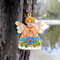 Rustikaler Christbaumschmuck Engel Holzfigur 9.5 х 7.5 х 0.5 cm Beidseitig Handbemalt nach Ukrainischer Tradition der Petrykiwka-Malerei Kunsthandwerk Weihnachtsengel
