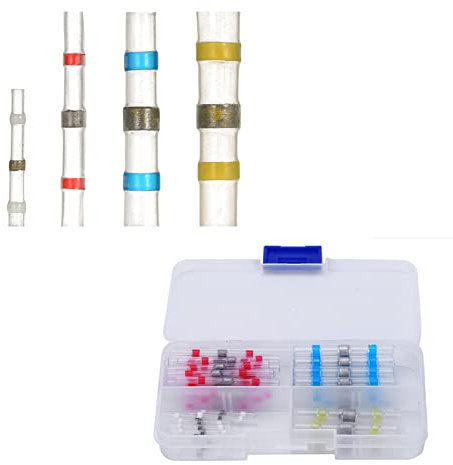 50 Pezzi Connettori Termoretraibili Saldanti,4 Misure, Impermeabili Connettori Elettrici Saldanti Guaina, Saldare Seal Isolante Impermeabile Connettore Filo